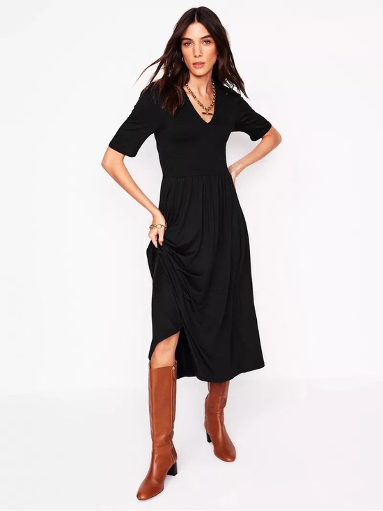 Boden Dresses & Skirts - Boden Bethany Smocked Jersey Midi Dress Black
